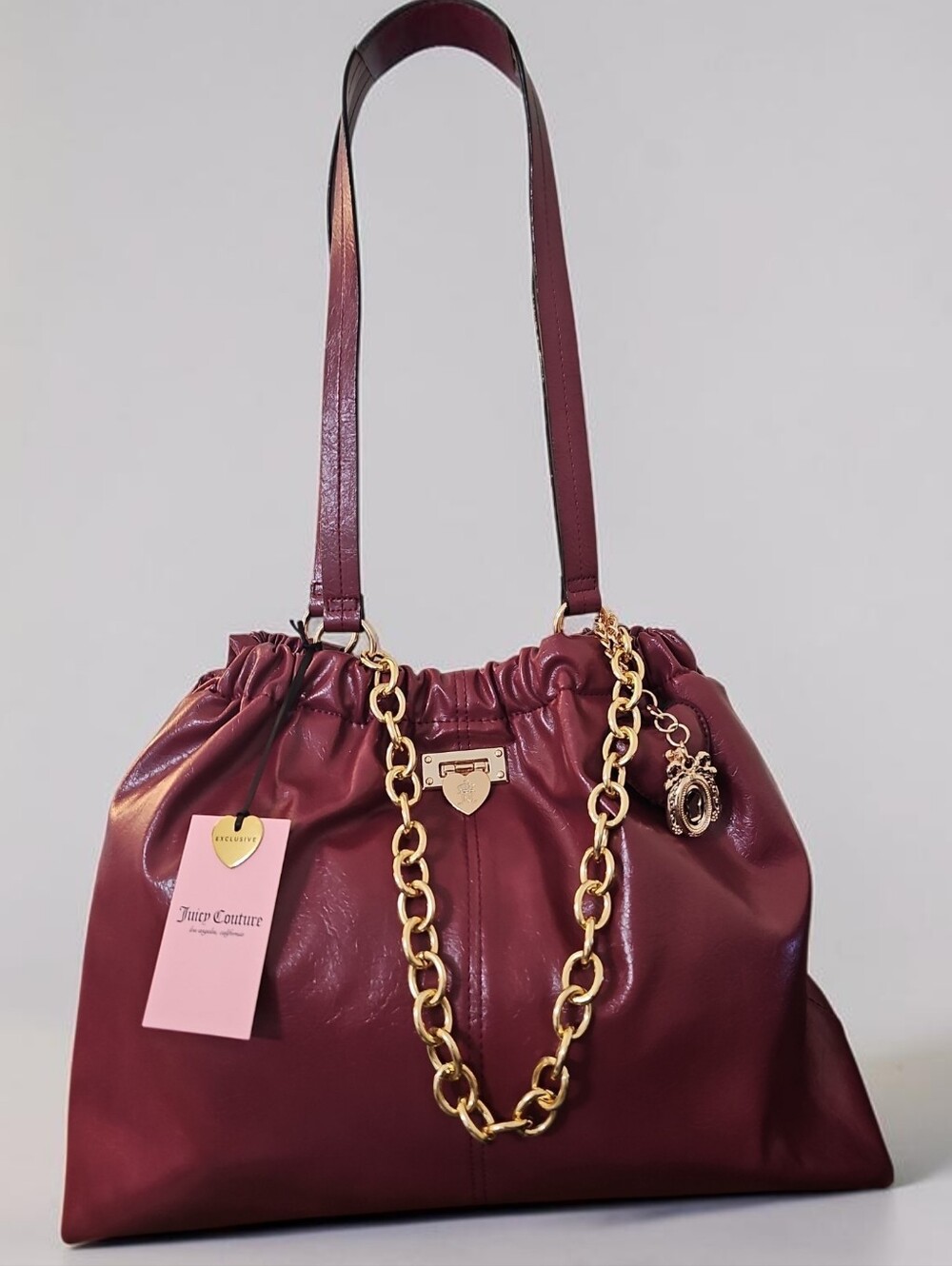 Juicy Couture Nwt Ceanberry Red Hobo Bag with Gold Chain Accents